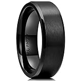 King Will BASIC 8mm Stainless Steel Ring Black Plated Matte Finish&Polished Beveled Edge with Laser Etched I Love You(11.5)