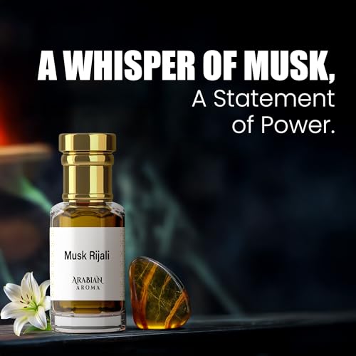 Image of Arabian Aroma Musk Rijali Attar | White Musk Oil Perfume, Lily of the Valley & Cashmere Woods | Alcohol-Free, Long-Lasting | 100% Pure | Woody Perfumes for Men (6ml)