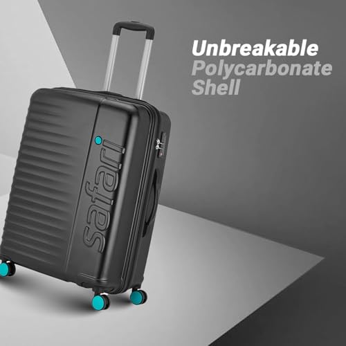 Image of Safari Ignite 8 Wheels 71 Cms Medium Cabin Trolley Bag Hard Case Polycarbonate 360 Degree Wheeling System Luggage, Trolley Bags for Travel, Suitcase for Travel, Black