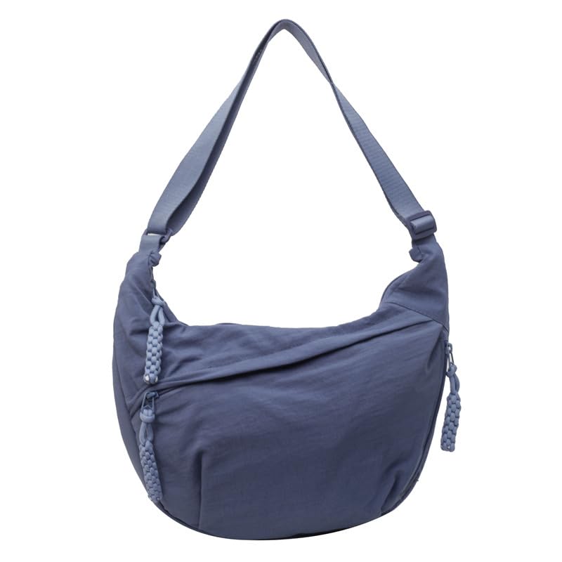 Naturally Crossbody bag, Women's Fashion Plain Color Nylon Crossbody Hobo Bag, Small Slouchy Sling