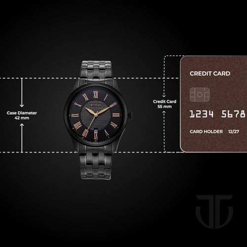 Image of Titan Neo Roman Analog with Black Dial Black Stainless Steel Strap Watch for Men - 10063NM01