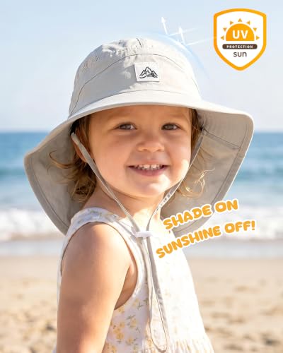 Kids Sun Hat with Neck Flap, UPF 50+, Quick Dry Beach Hat for Baby Boys Girls (US, Age, 6 Months, 24 Months, Deep Blue+Light Gray) - image 2