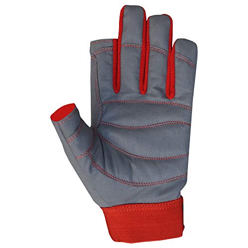 Image of MRX BOXING & FITNESS Sailing Gloves with Cut only Thumb and Index Finger and Grip for Men and Women, Great for Kayaking, Workouts and More Grey /Red XX-Large