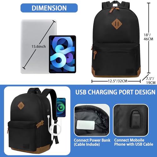 Image of Goloni Backpack for Men, Travel Laptop Backpack Fits 17.3 Inch Laptop, Large Work Business Backpack, Water Resistant,Black