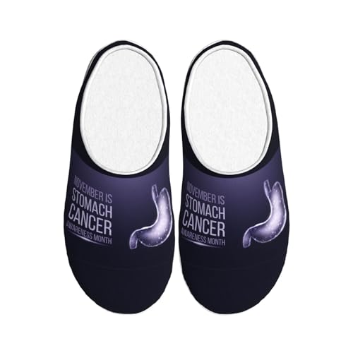 Stomach Cancer Awareness Periwinkle Ribbon Adult Cotton Slippers Home House Indoor Shoes