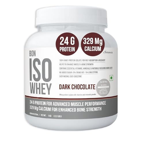 Image of 100% Protein Isolate, Dark Chocolate | 1 Kg, 33 Servings In Pack Of 1 | 24G Protein, 329Mg Calcium, 5.5G Bcaa For All Gender | Athletes, Sports, Fitness Enthusiasts