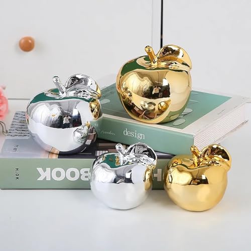 Estatuas de Cerámica Formas de Frutas Doradas x2 miniatura 4