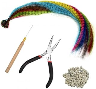 50 Piezas Extensiones de Pelo Plumas, Kit de Extensión de Pelo de Plumas Sintético, Extensiones de Colores, Extensiones de Pelo Sintético con Cuentas y Gancho para Mujeres