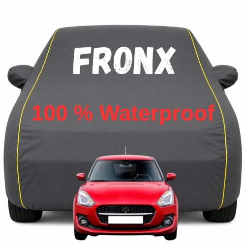 Image of Durable Full Body Waterproof Fronx Car Cover | Premium Polyester Grey Cover | Custom Fit Vehicle Protection | UV Resistant, Dustproof, Scratch Resistant, Heat & Wind Protection