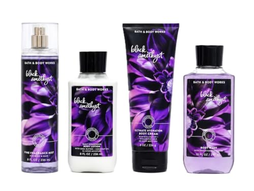 Bath & Body Works Black Amethyst 4 Piece Body Care Set - Mist, Body Cream, Lotion, and Body Wash