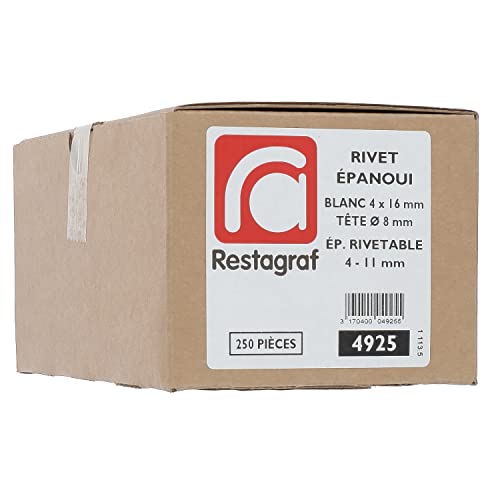 Restagraf 4925 Spreading Rivet, White, 4 to 11 mm x 16 mm, 4 à 11mm x 16mm - Image 2