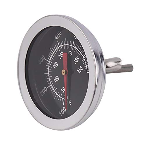 Mazhar Stainless Steel BBQ Smoker Pit Grill Bimetallic thermometer Temp Gauge with Dual Gage 500 Degree Cooking Tools - Silver