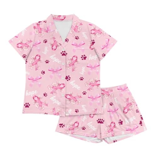 Image of Women's Short Sleeve Sleepwear Pajamas Nightwear with Pockets | Premium Polyester Fabric Ultra Soft Lightweight Breathable Touch, Wrinkle Resistant, All Day Cozy Wear for Daily Sleep