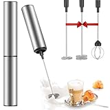 Frullino Montalatte Elettrico USB Ricaricabile, Montalatte Elettrico Cappuccino con 3 Accessori Intercambiabili, Doppia Frusta Portatile per Latte, Caffè, Macchina Schiuma Latte