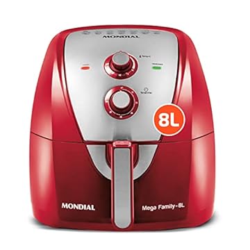 Fritadeira Sem Óleo Air Fryer 8L, Mondial, Vermelho/Inox, 1900W, 127V - AFN-80-RI
