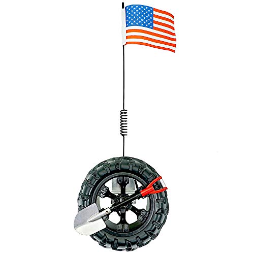 Image of CB Miniature Spare Tire Flag Shovel Creative Off-Road Mini Rigs Build For Car Automotive Styling, Body Shop Decoration, Black Wheel-America Flag