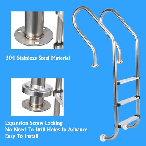 Escalera para piscina de 3 peldaños acero inoxidable miniatura 6