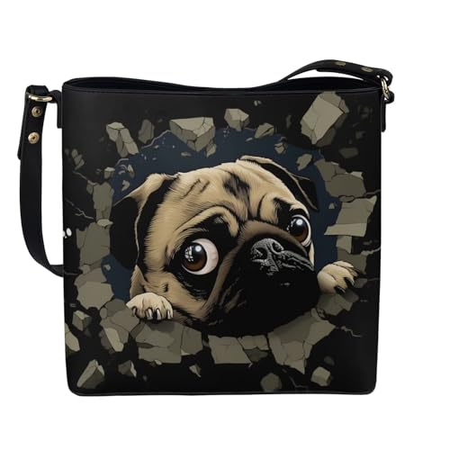 HUGS IDEA Women's Handbag Leather Tote Shoulder Bucket Bags Crossbody Top-handle Bag