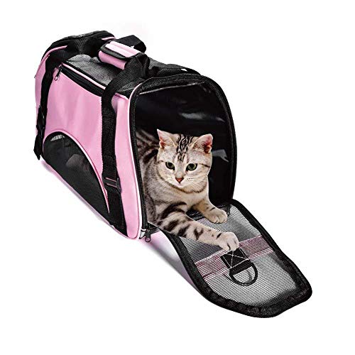 TAHNSTY Pet Carrier Bag, Cat Travel Portable Bag Home, Airline Approved Duffle Bags, for Little Dogs, Cats and Puppies, Small Animals (Small,Pink)