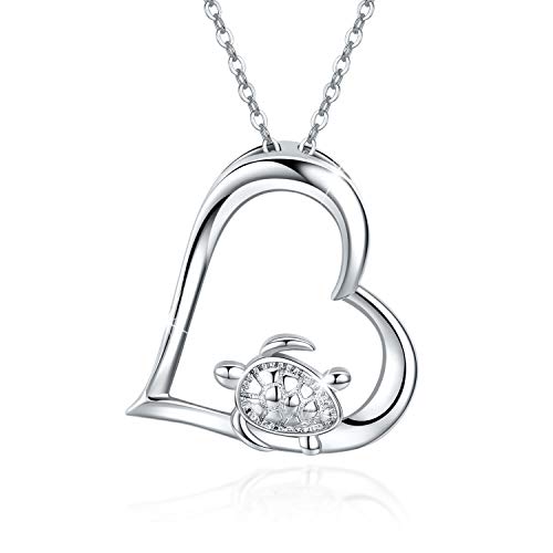 Turtle Necklace Turtle Jewelry 925 Sterling Silver Turtle Pendant Tortoise Necklace Turtle Gifts For Turtle Lover For Women (A-Silver Turtle Necklace)
