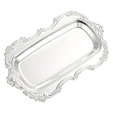NUOBESTY Europäischer Servierteller aus Lebensmittelechtem Material Dekoratives Desserttablett mit Glatten Kanten Multifunktionales Trockenobst und Kuchentablett in Silber