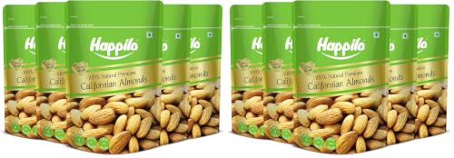 Image of Happilo 100% Natural California Dried Almonds 200g Each (Pack of 10) | Premium Badam Giri | High in Fiber & Boost Immunity | Gluten Free & Real Nuts