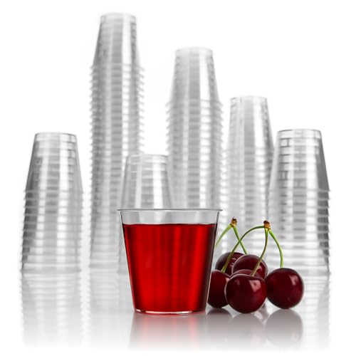 BigDean Lot de 200 verres à liqueur en plastique de 3 cl de qualité alimentaire – Verres à shot en plastique incassable – Gobelets à shot robustes et...