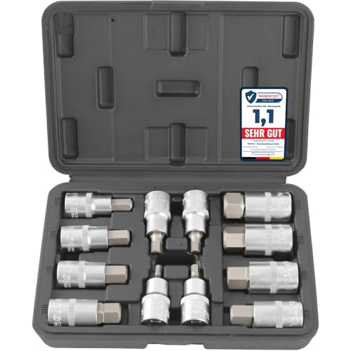 TECPO Steckschlüssel Satz 5-22 mm Innensechskant Nüsse 1/2 für Inbus Schrauben