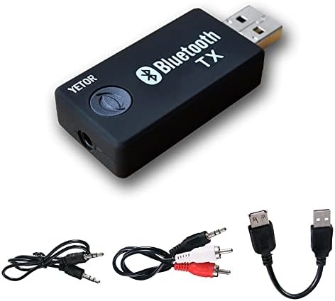 YETOR Bluetooth USB Adapter 5.2,Bluetooth Transmitter with 3.5mm,RCA,Computer USB Digital Audio,Dual Link for Headphones,Low Latency,USB Power Supply(TX9)