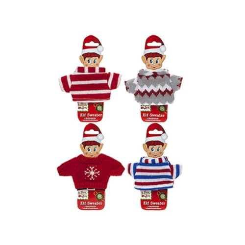 Hoolaroo Asst Knitted Elf Sweaters - (4 Designs Available 1 Sent at Random)