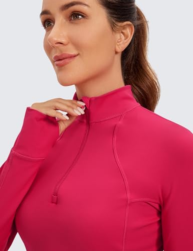 Image of CRZ YOGA Butterluxe Half Zip Crop Top | Workout, Extremely Soft, Slim Fit, Thumbholes, Side Pocket, Long Sleeve Shirts for Women