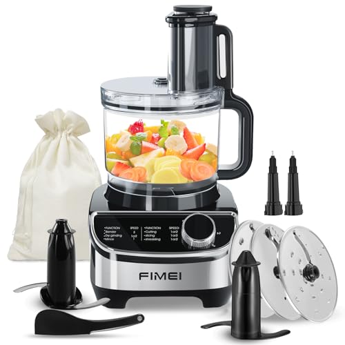 Comparison: Best 600 Watt Food Processor 11 FIMEI 12-Cup Food Processor and Vegetable Chopper, 600W Electric Food Chopper for Slicing, Shredding, Chopping, Pureeing, Dough, Baby Food Maker, Large Feed Chute, Dishwasher Safe Bowl