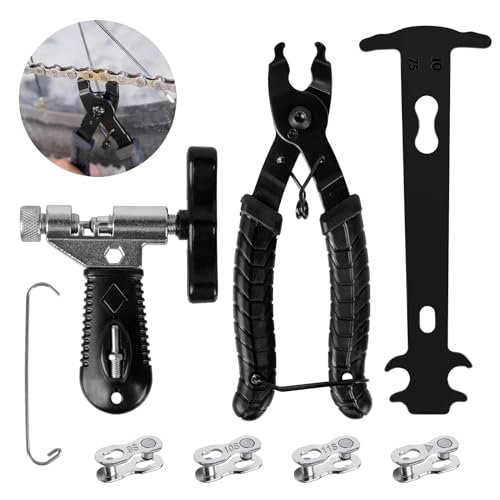 Dérive de Chaîne pour Vélo, Ensemble D'outils de Chaîne de Vélo pour 6 7 8 9 10 11 Vitesses, Outil de Chaîne de Vélo Bike Chain Plier + Chain Splitter +...