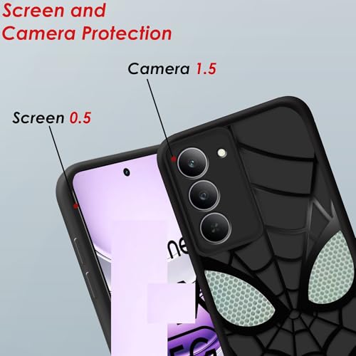 Image of Stylish Spider Back Case Cover Compatible for Vivo Y200E 5G /Vivo T3 5G | Spidey Face Mask Case | Soft Silicone | Camera & Full Body Protection | Shock Proof | (Black)