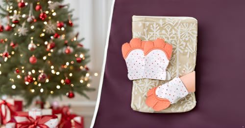 Image of WAHHSON Cotton Baby Soft Teething Mitten Teether Glove, Teether For 0-12 Months Baby, Teething Pain Relief Toy Glove, Natural Remedy For Infants & Toddlers | Infant Teething Mittens (Orange, Pair of 1)