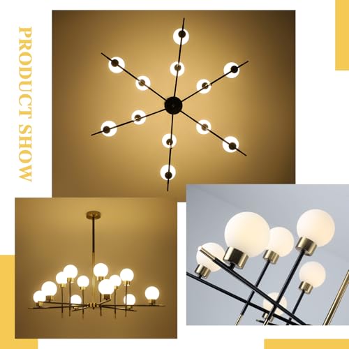 OFLNLL 12-Light Glass Globe Sputnik Chandeliers Black and Gold Sputnik Light Fixture White Globe Modern Chandeliers for Dining Room Farmhouse Kitchen Living Room Bedroom by OFLNLL - Image 4