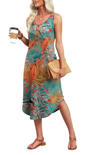 Image of WIHOLL Summer Dresses for Women 2026 Button Front Sleeveless Casual Midi Dress Beach Vacation Sundresses with Pockets