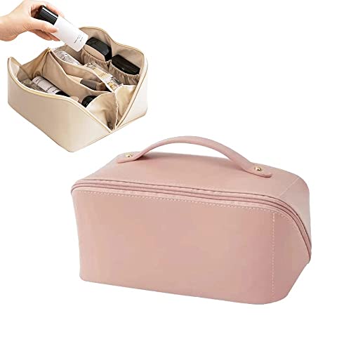 Sac De Rangement Cosmétique De Voyage Portable en PU,Trousse de Toilette Voyage pour Femme (Rose) Cover