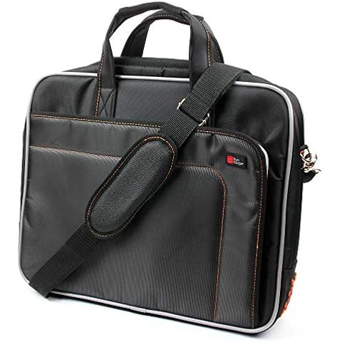 DURAGADGET Black & Orange Padded Carry Bag - Compatible with BW 12.1 Inch Portable DVD Player & BW 14 Inch Portable DVD Player Cover