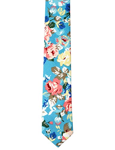 Image of BELLUNO Men's Cotton Floral Skinny Tie, 2.5 inch Width, with Gift Box