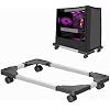 Adjustable Mobile CPU Stand, Computer Stand with 4 Rolling Caster Wheels, Under Desk Tower Mount, PC Floor Cart PC Riser for Gaming, Office - Black