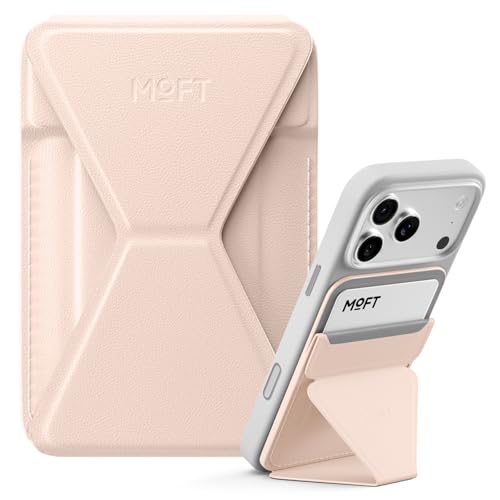 Image of MOFT Magnetic Wallet Stand Compatible with iPhone 17 /16 /15 /14 /13 /12 Series, Angle Adjustment & Magsafe Compatible MOVAS Phone Stand,Peach Pink