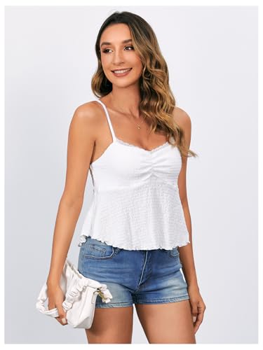 SOLY HUX Women's Peplum Tops Summer Casual Ruched Flowy Going Out Top Spaghetti Strap Tank Camisole4