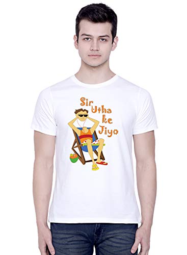 Image of CreativiT Graphic Printed T-Shirt for Unisex Chilled Out in Goa - Sir Utha Ke Jiyo Tshirt Tshirt | Casual Half Sleeve Round Neck T-Shirt | 100% Cotton | D00891-1