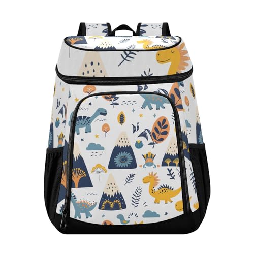 Dino Childish Dinosaur Doodle Cooler Backpack Cooler Insulated Leak Proof Lunch Backpack 36 Cans Waterproof Soft for Men Women Picnic Hiking Camping Beach