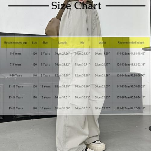 Girls Cargo Pants Solid High Waist Drawstring Cinch Bottom Trousers Trendy Baggy Y2K Streetwear Pant with Pockets2