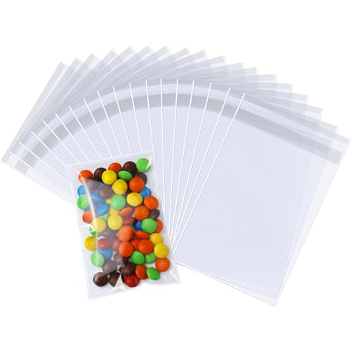 PigPotParty Cookie Bags 3x 5 100 Pcs Self Sealing Cellophane Treat Bags Small Clear Plastic Goodie Bag for Gift Snack Party Favor Candy