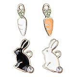M250-E Tiny Rabbits and Carrots Bracelet Charms Pendants Wholesale 8pcs