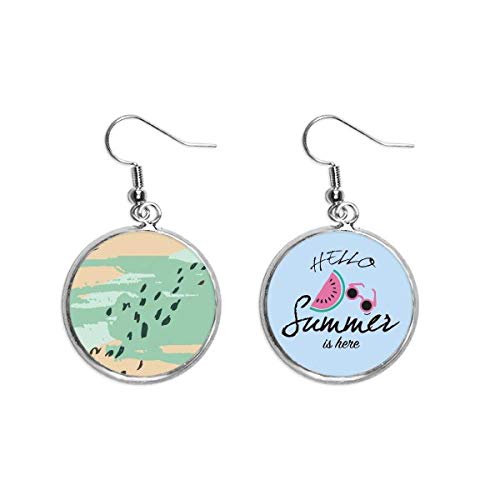 Pendientes de sandía con diseño abstracto botánico de verano para el lóbulo