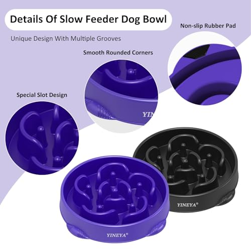 YINEYA 4 Cups Langsame Fütterung Hundenapf, Anti Schling Interaktiver Hundenapf,Antischlingnapf Hunde, Hundezubehör, Das Fressen verlangsamt, 2 Stück